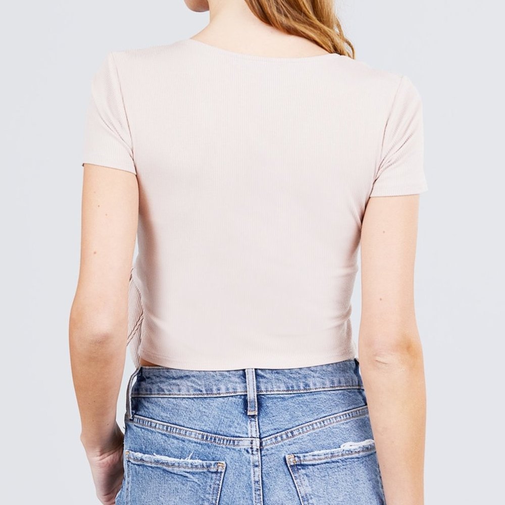 NEW Light Taupe Wrap Top - Picture 6 of 7